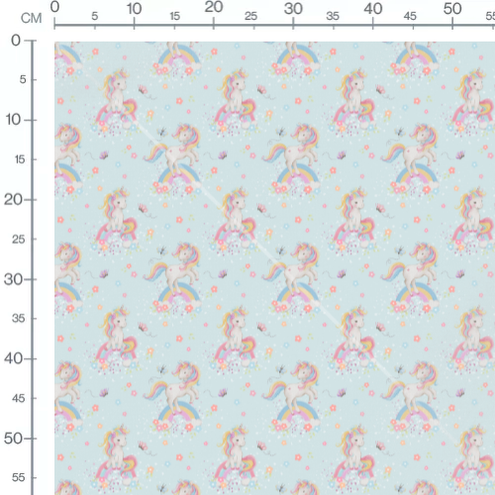 Tissu - Licornes et arcs-en-ciel pastel
