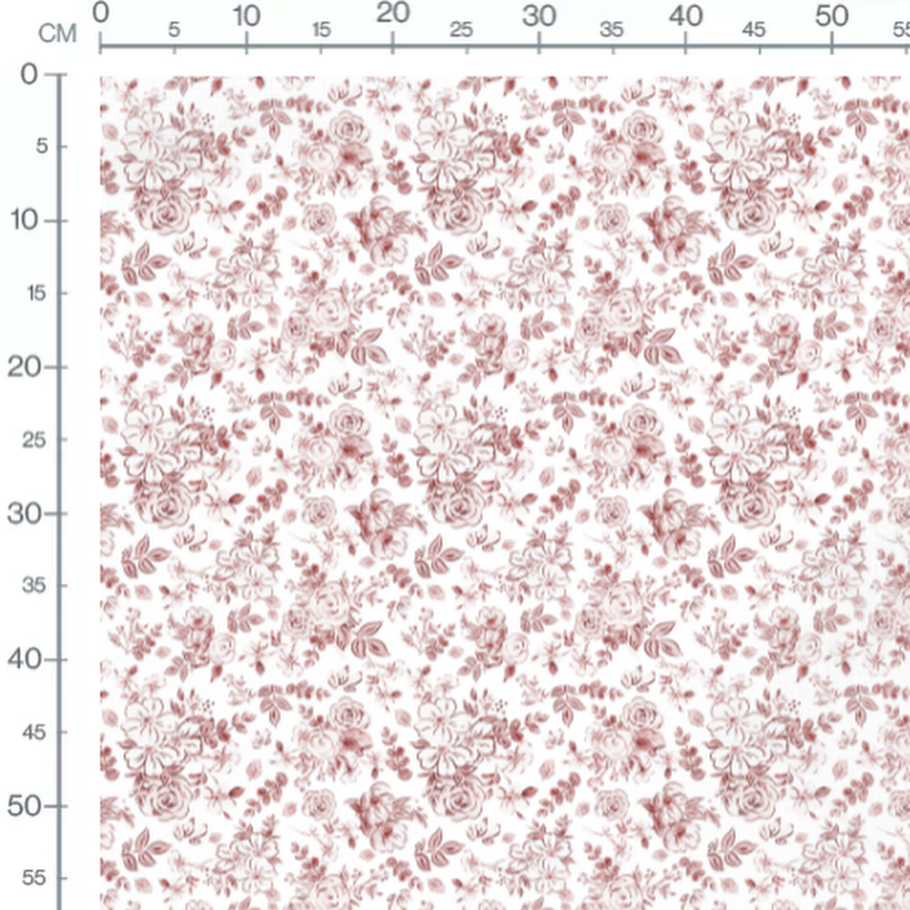 Tissu - Fleurs roses et feuillage subtil