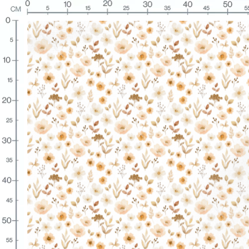 Tissu - Fleurs aquarelle tons beige