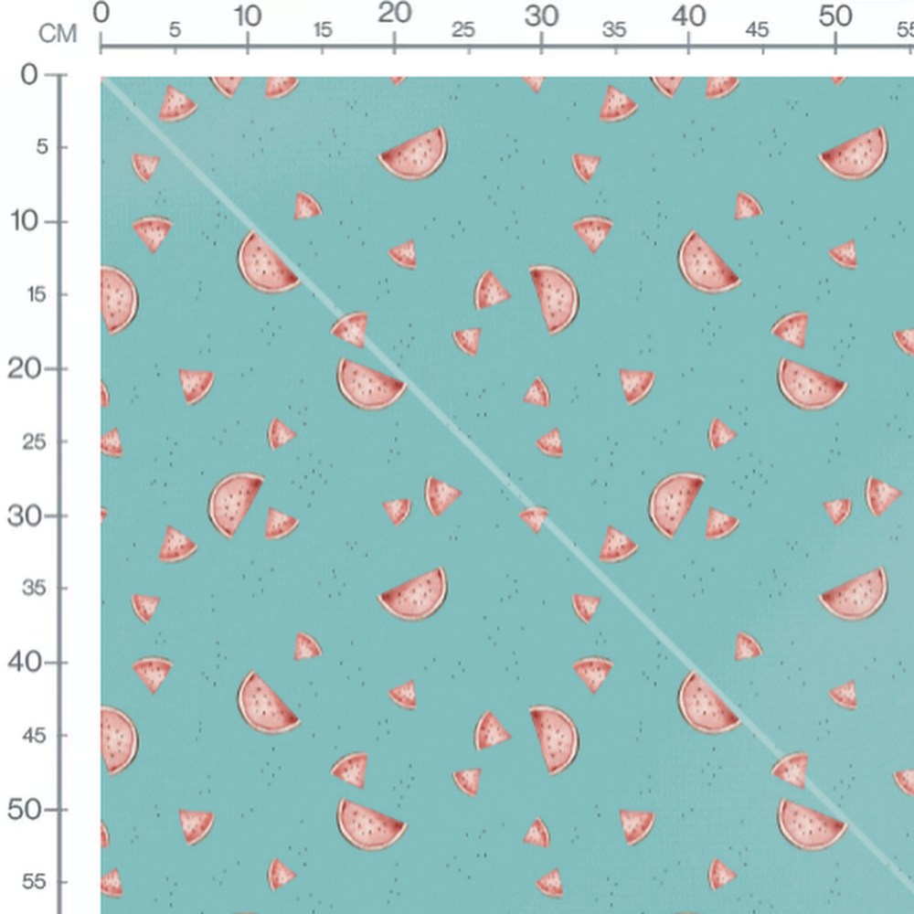 Tissu - Pastèques roses sur fond bleu