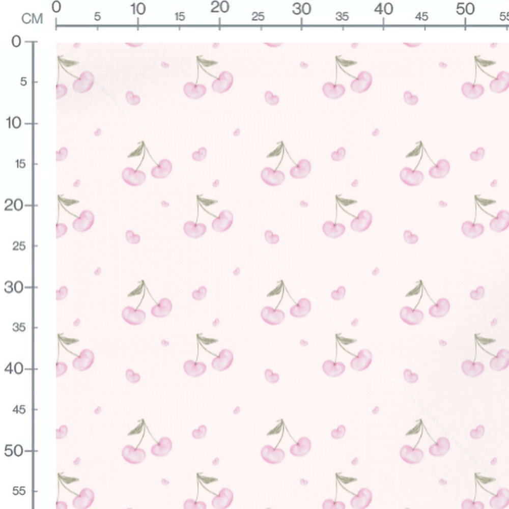 Tissu - Cerises roses pastel légères