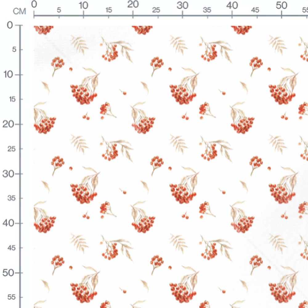 Tissu - Baies rouges et branches brunes