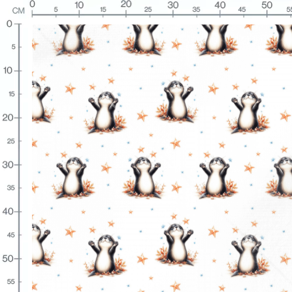 Tissu - Loutres et étoiles de mer