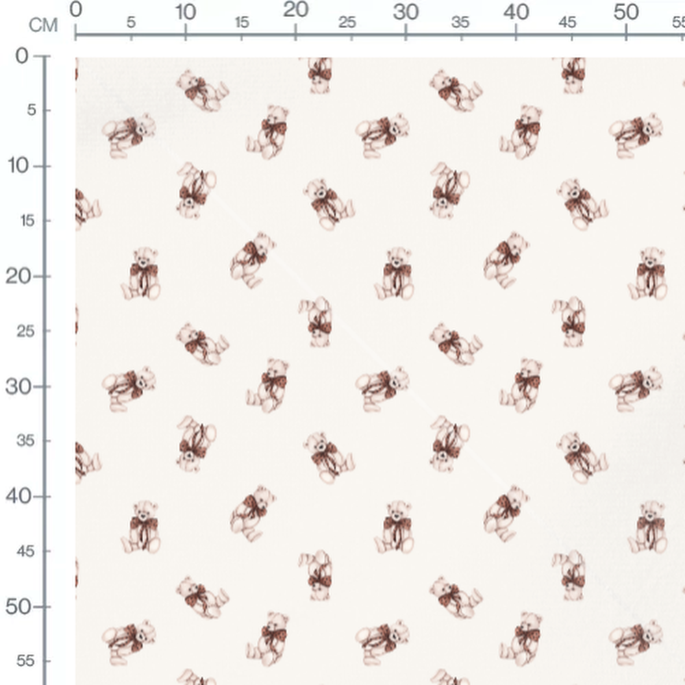 Tissu - Oursons beige clair et nœuds