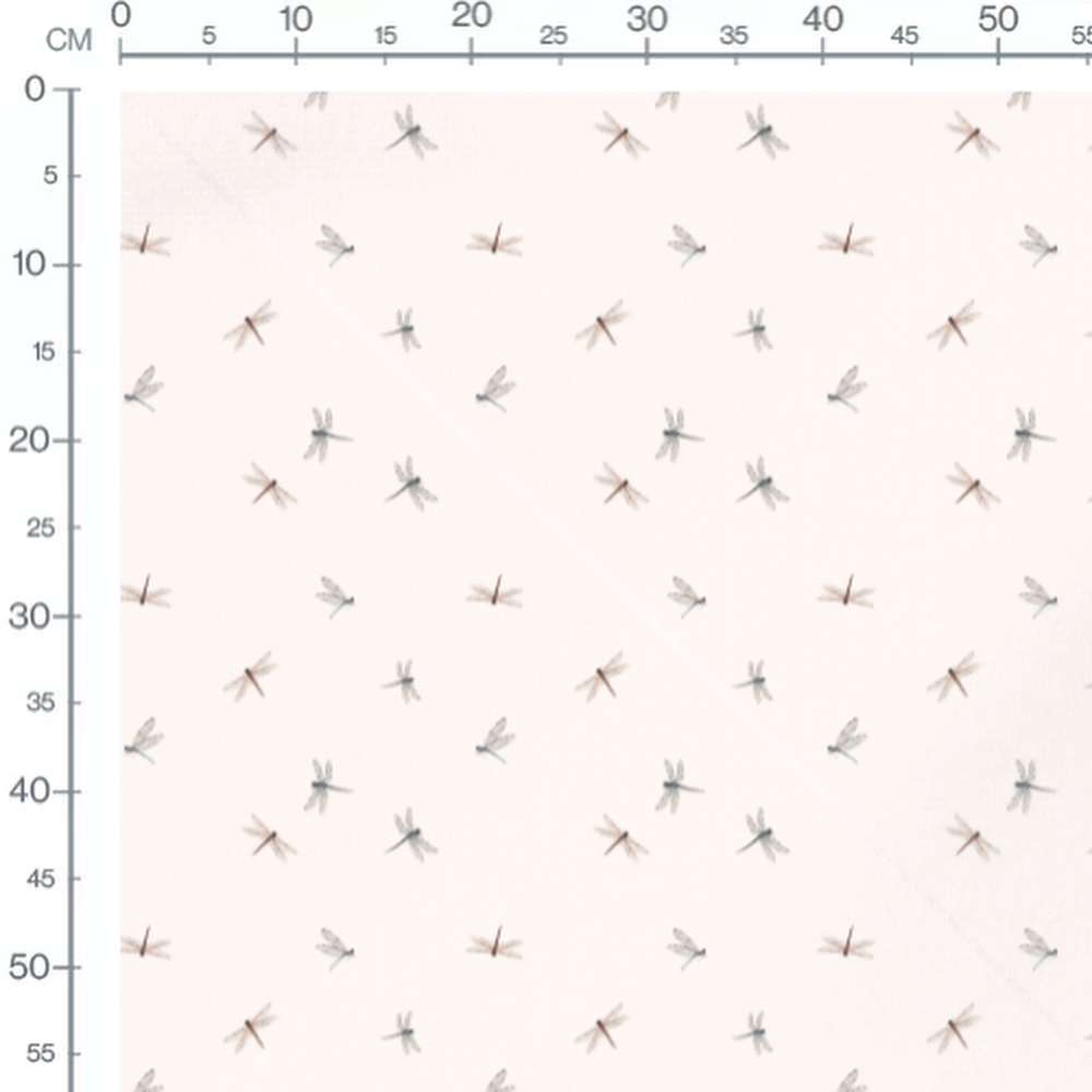 Tissu - Libellules délicates sur fond clair