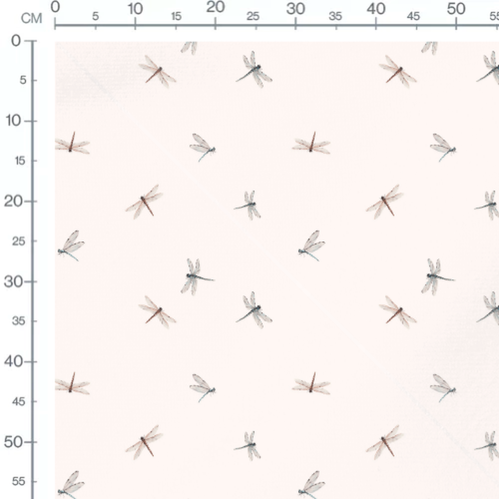 Tissu - Libellules sur fond clair