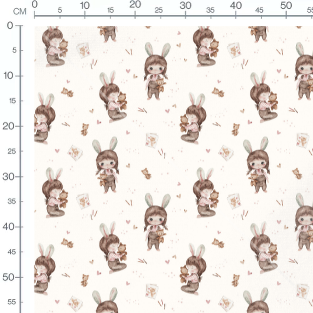 Tissu - Enfants et oursons mignons