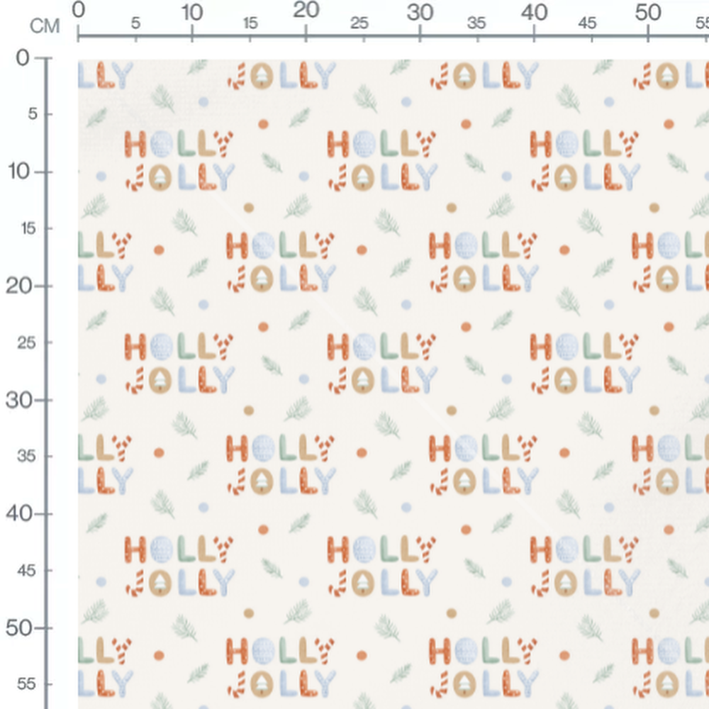 Tissu - Lettres et branches de pin