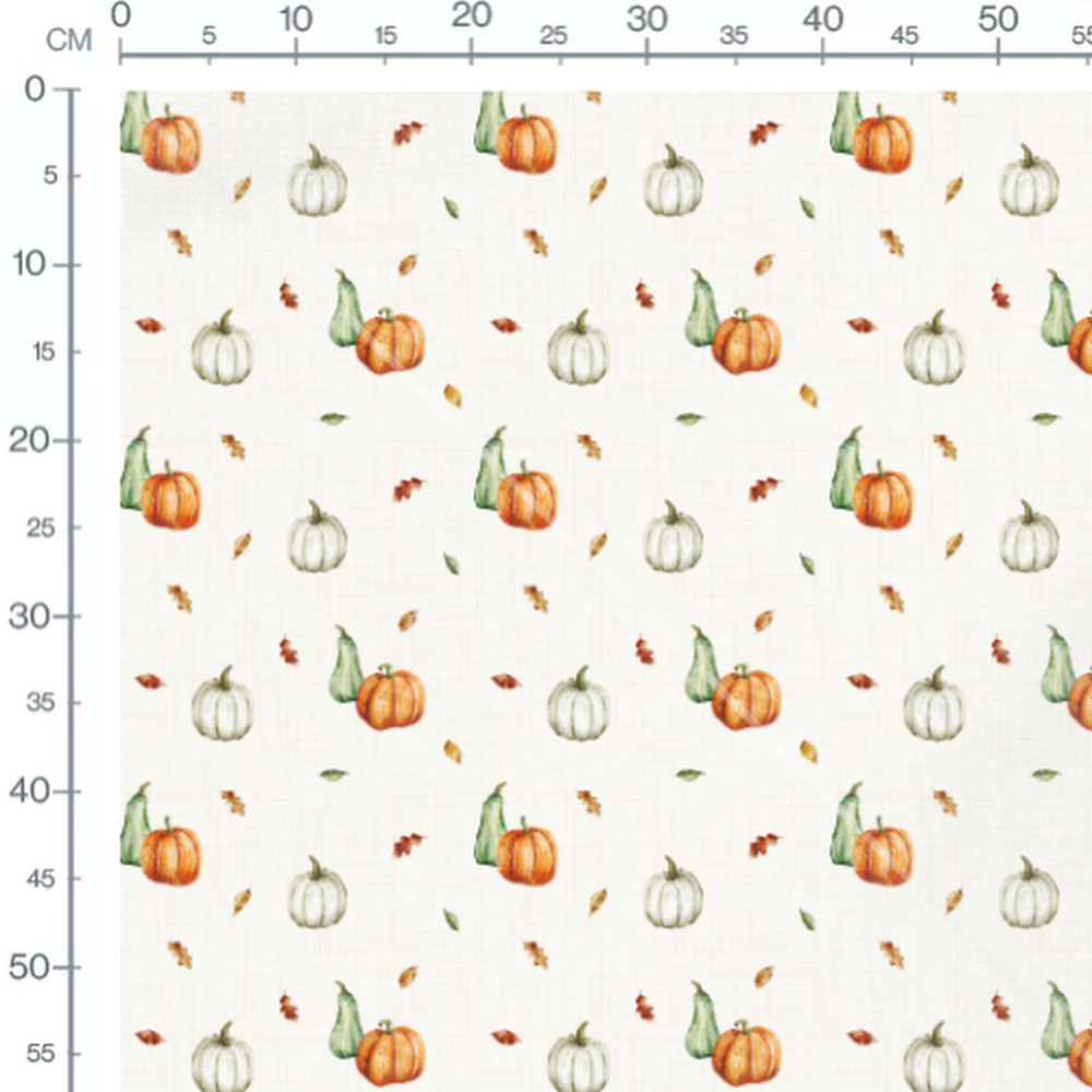 Tissu - Citrouilles orange et poires