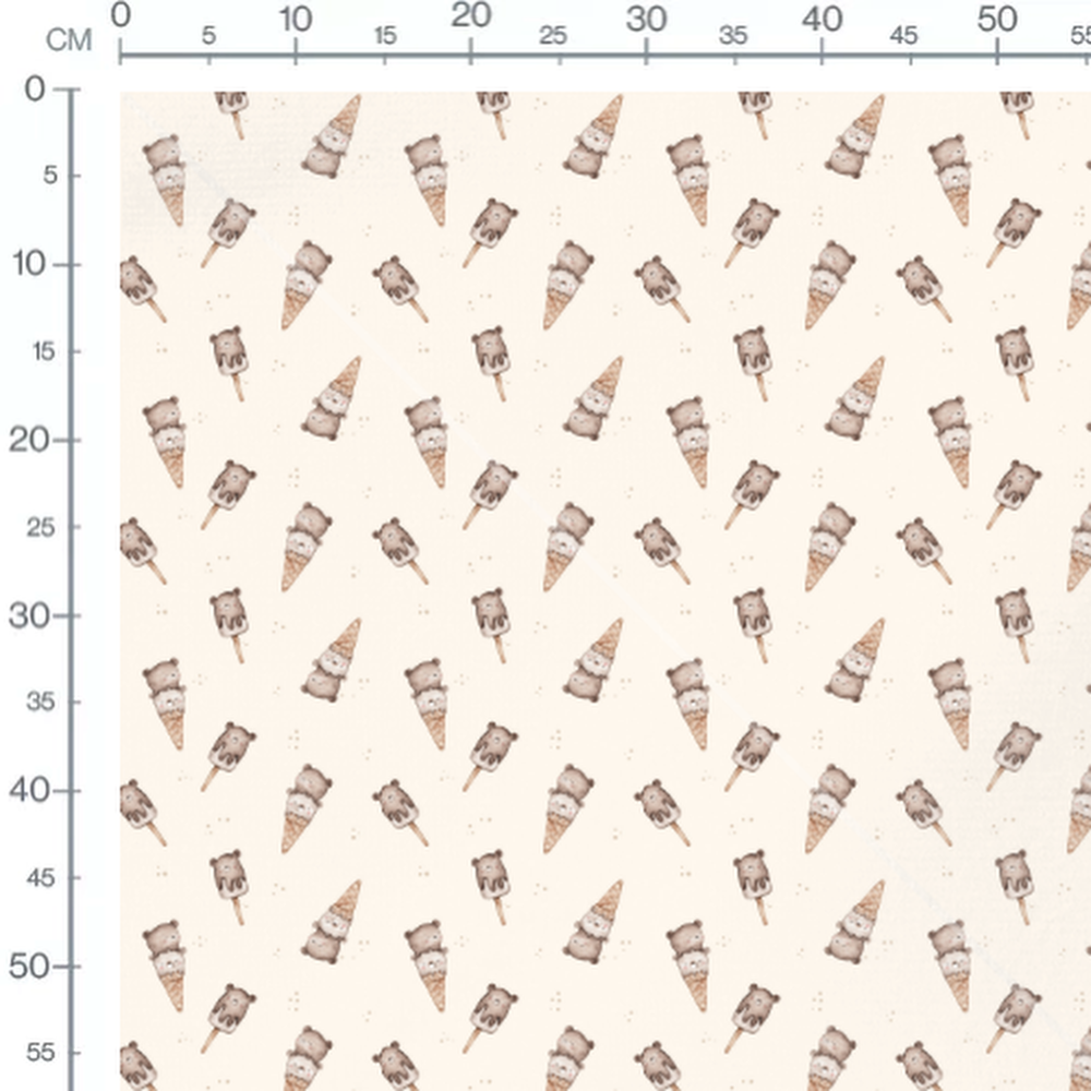 Tissu - Oursons en cornets crème
