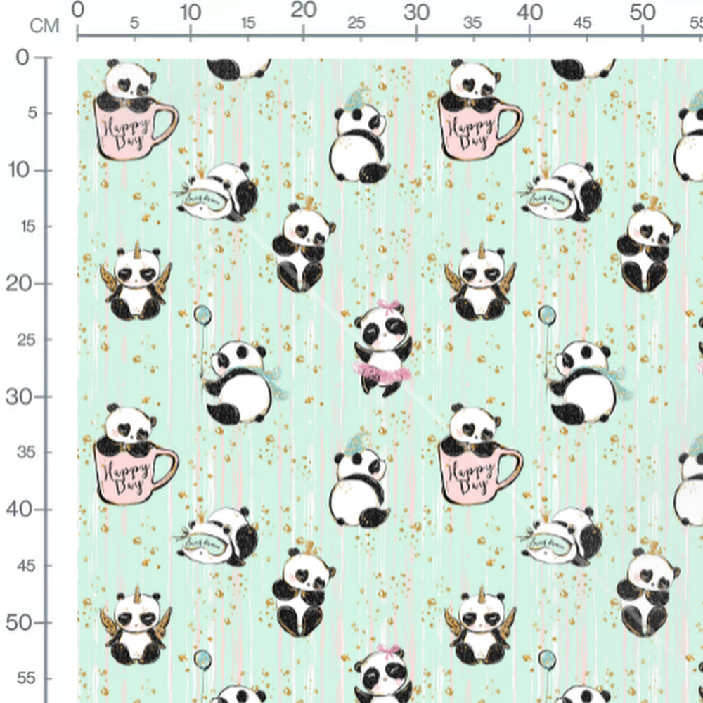 Tissu - Pandas avec accessoires