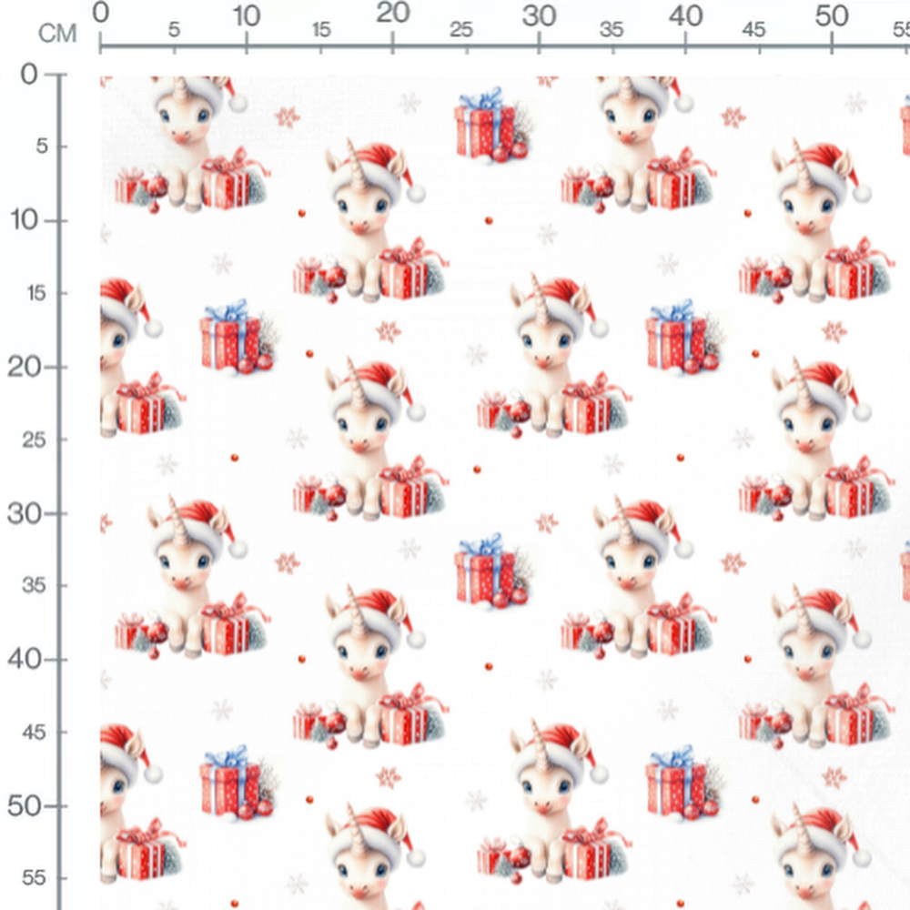 Tissu - Licornes et cadeaux de Noël