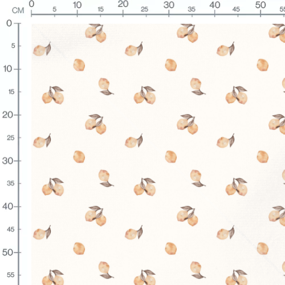 Tissu - Citrons jaunes et feuilles brunes