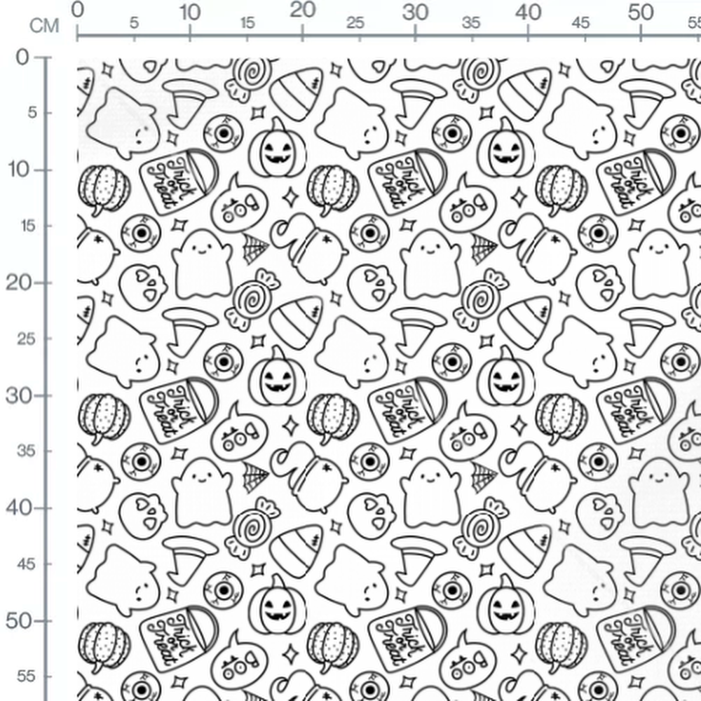 Tissu - Motifs Halloween noir et blanc