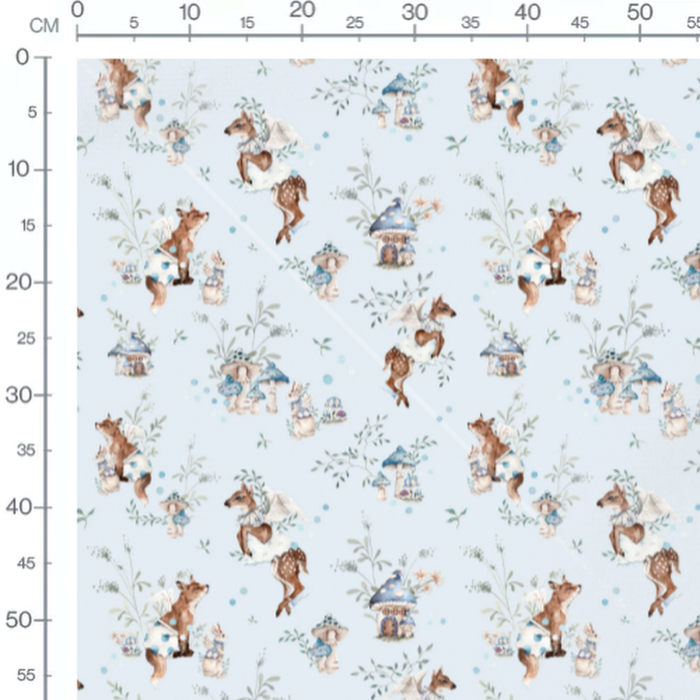 Tissu - Faons et renards en forêt