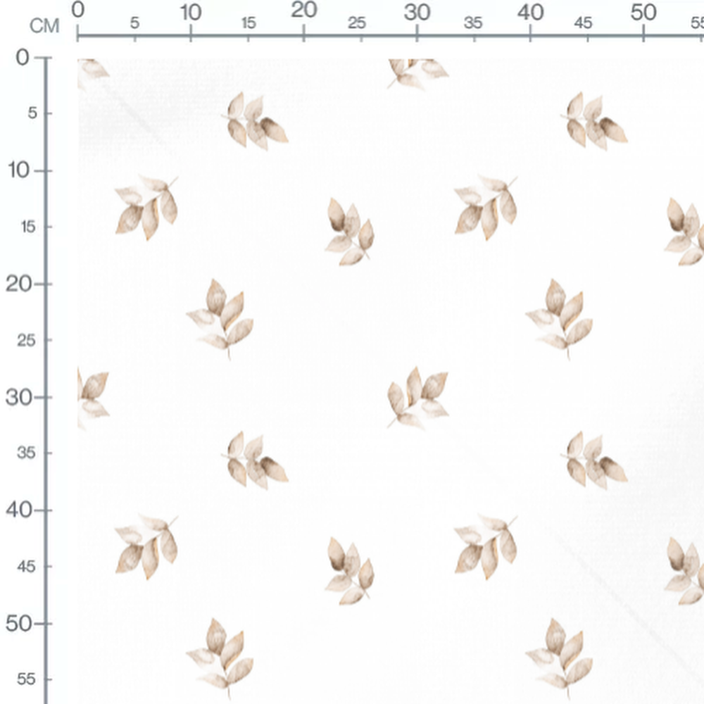 Tissu - Feuilles beige aquarelle