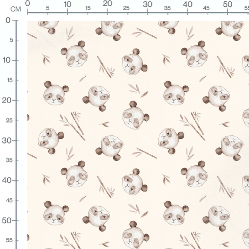 Tissu - Pandas sur fond beige