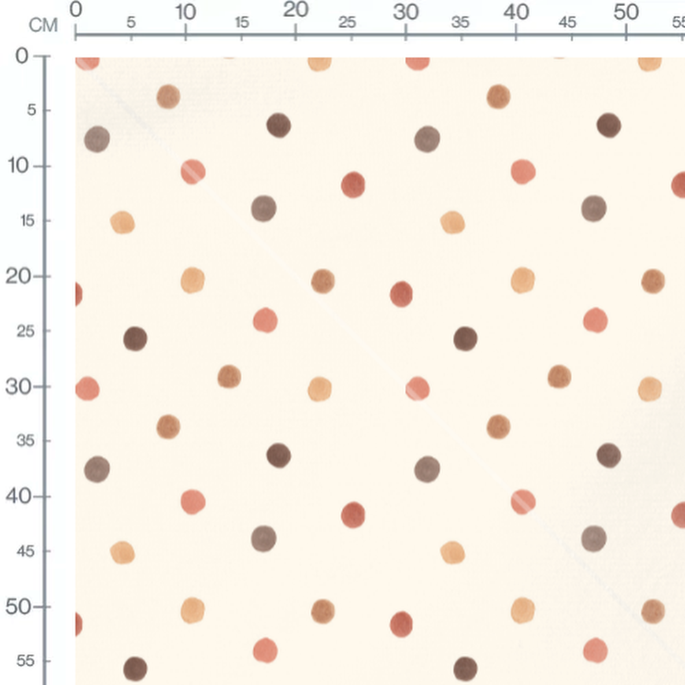 Tissu - Pois aquarelle sur fond crème