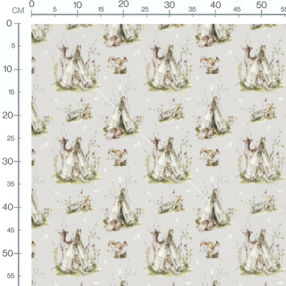 Tissu - Animaux et tipis aquarelle