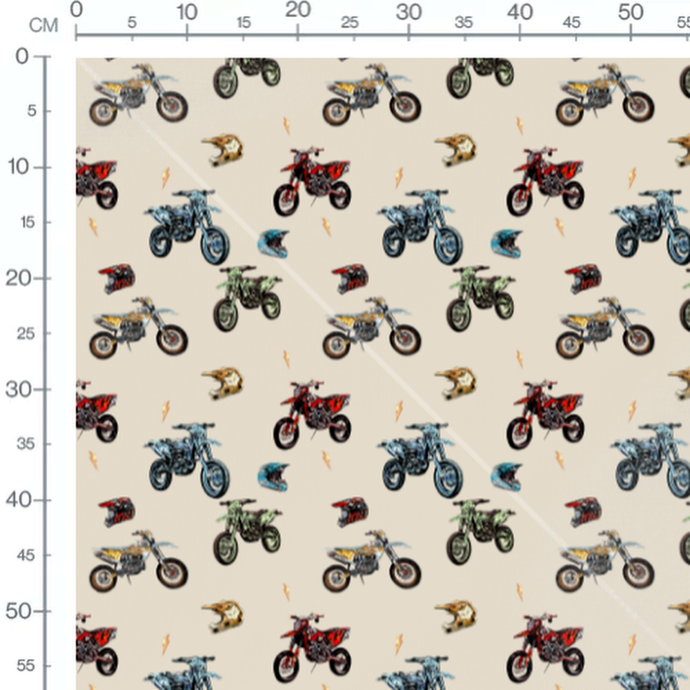 Tissu - Motos et éclairs dorés