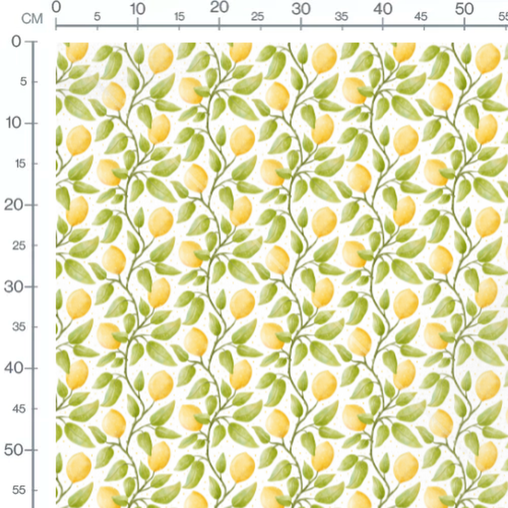 Tissu - Citrons et points jaunes