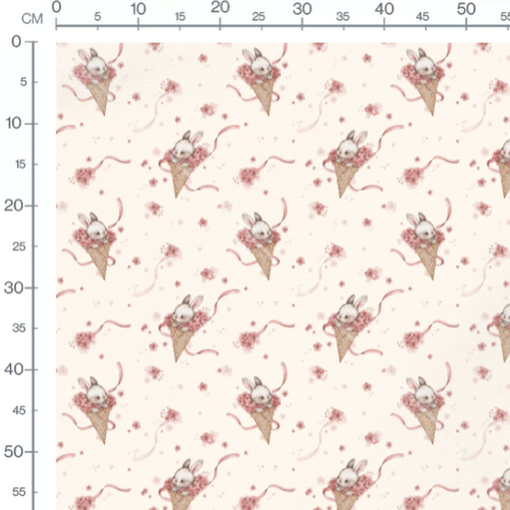 Tissu - Lapins blancs dans cornets