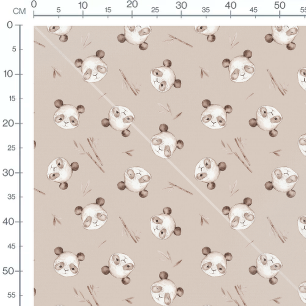 Tissu - Pandas souriants et bambous
