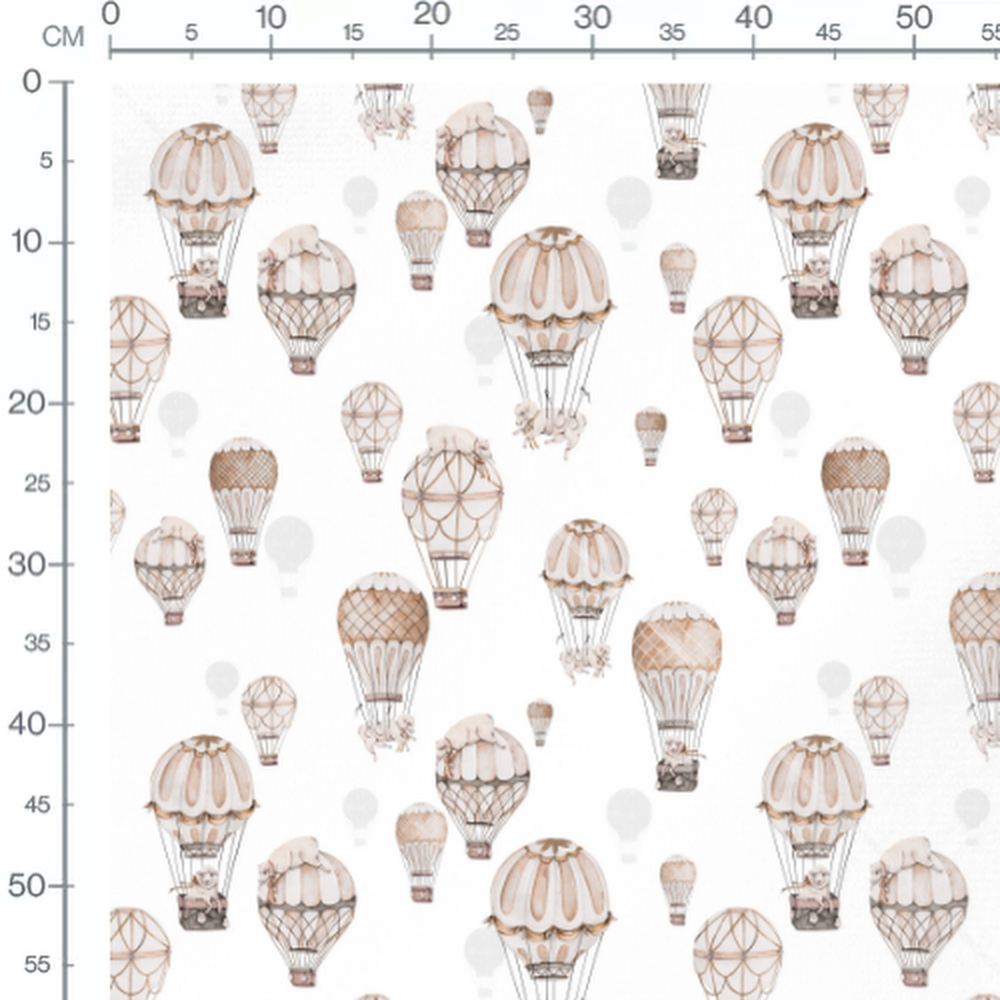 Tissu - Montgolfières beige et décorées