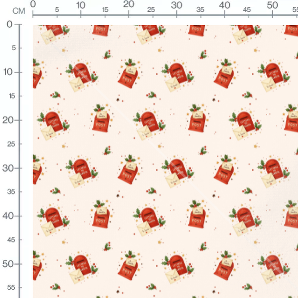 Tissu - Boîtes rouges sur fond crème