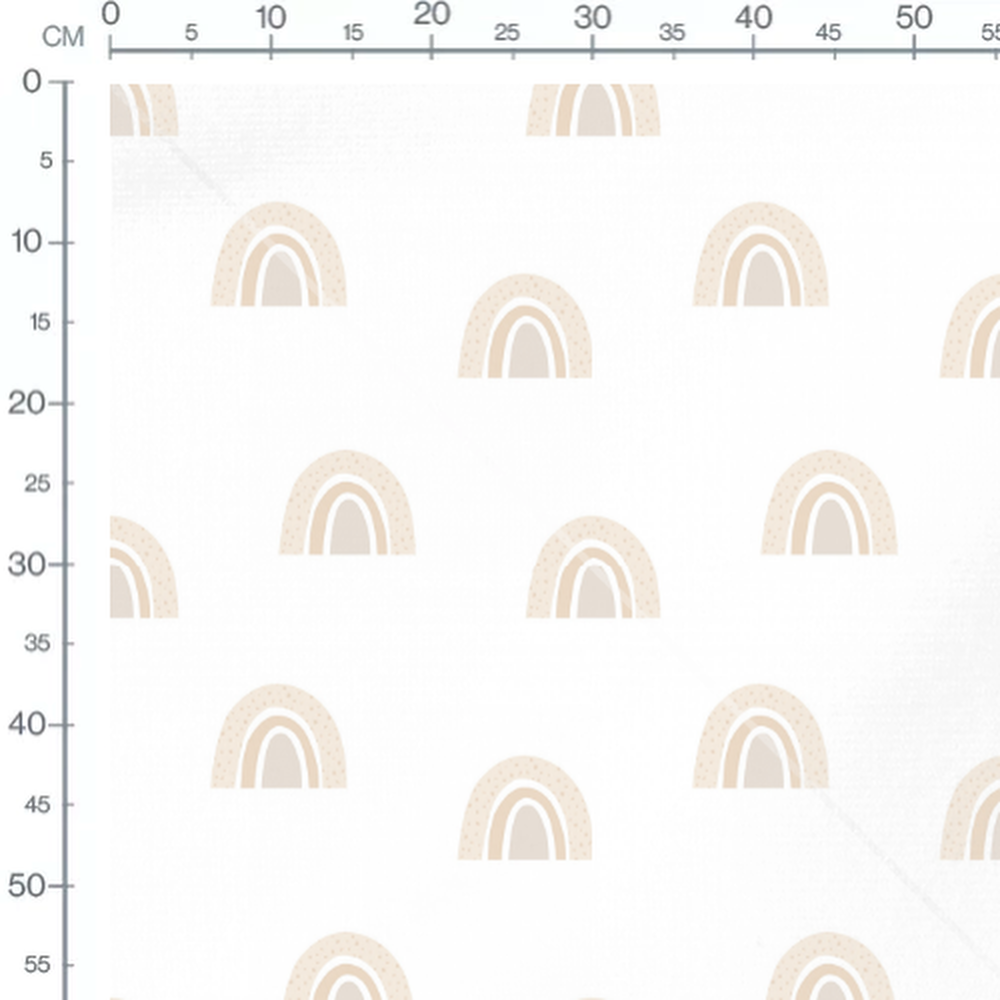 Tissu - Arcs beiges à pois sur blanc