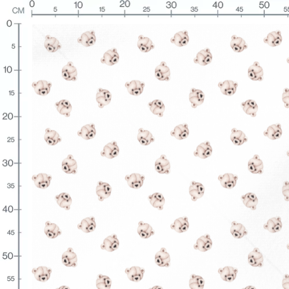 Tissu - Oursons beige sur blanc
