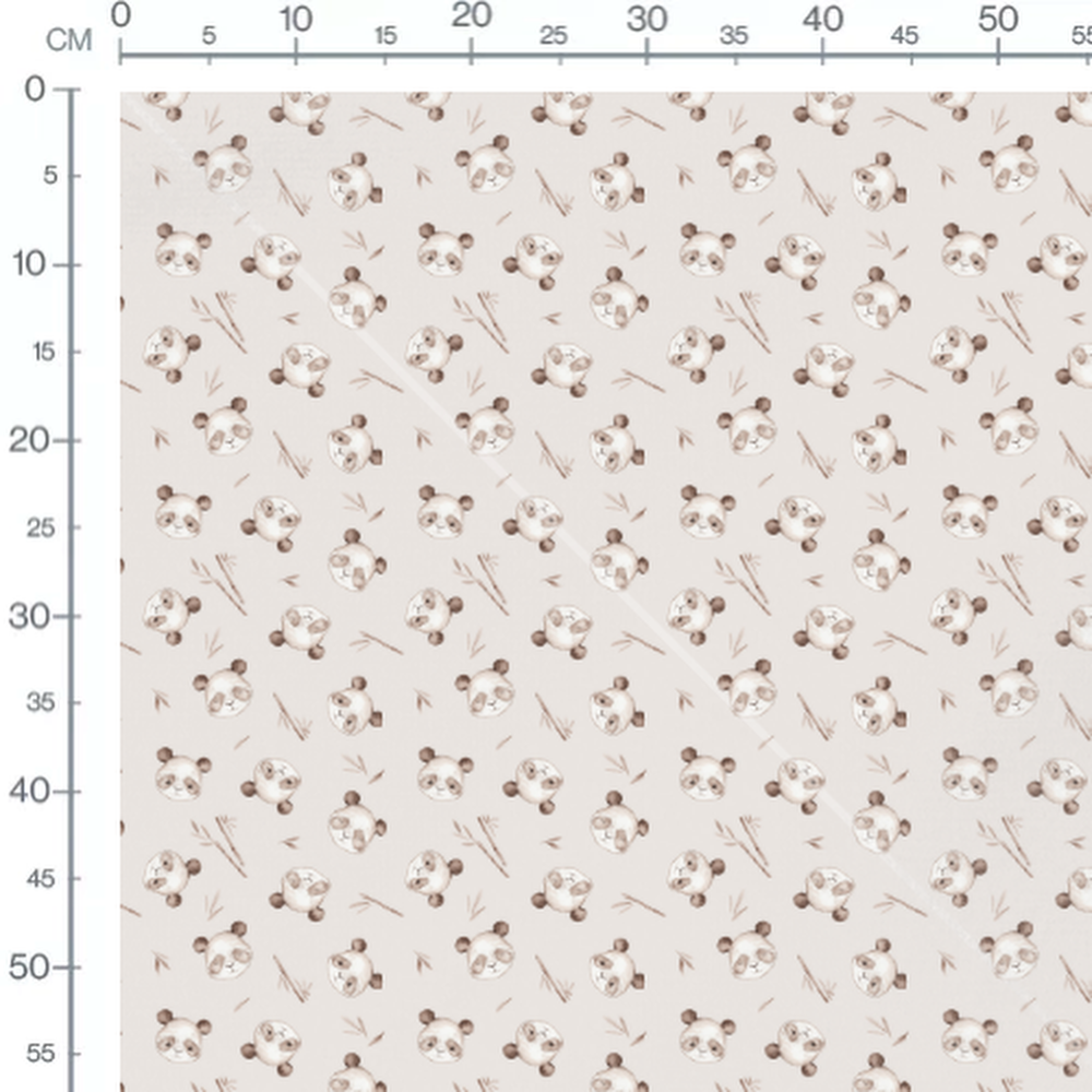 Tissu - Pandas doux sur fond beige