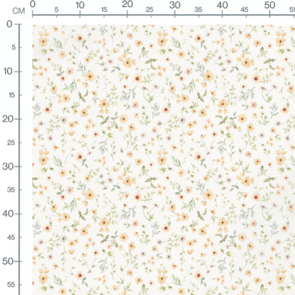 Tissu - Fleurs roses et jaunes légères