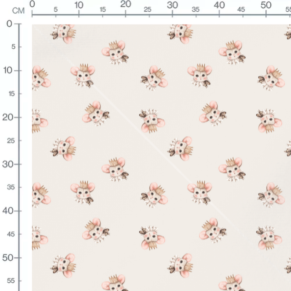 Tissu - Souris couronnées aquarelle