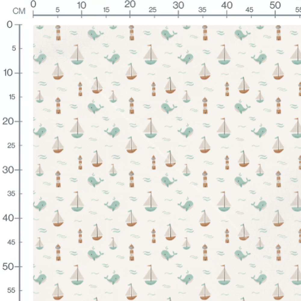 Tissu - Baleines et voiliers