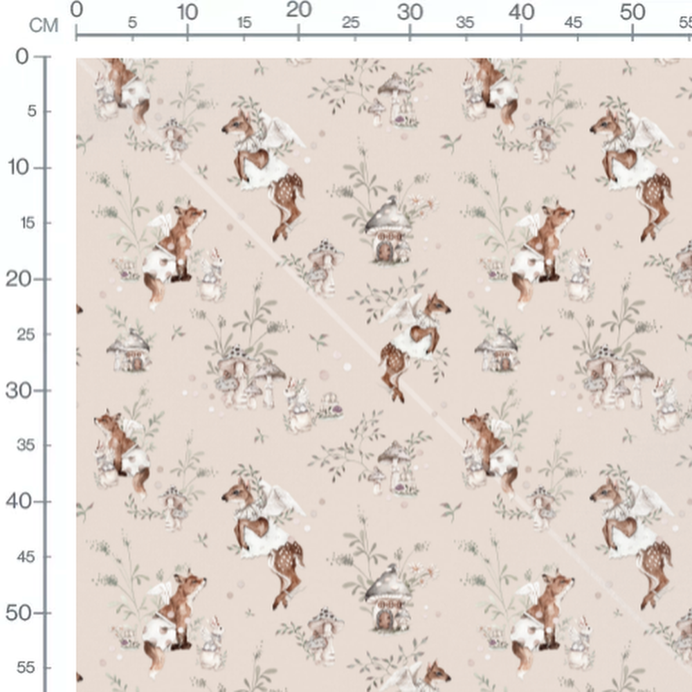 Tissu - Cerfs et renards féeriques