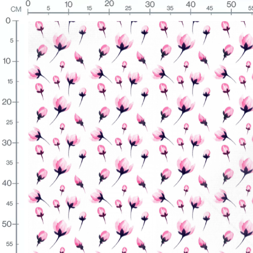 Tissu - Fleurs roses et violettes variées 2