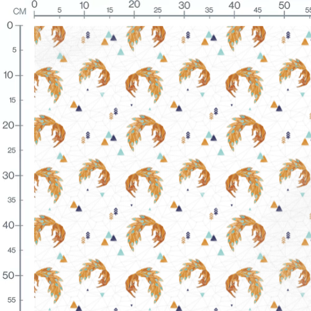Tissu - Renards géométriques et triangles