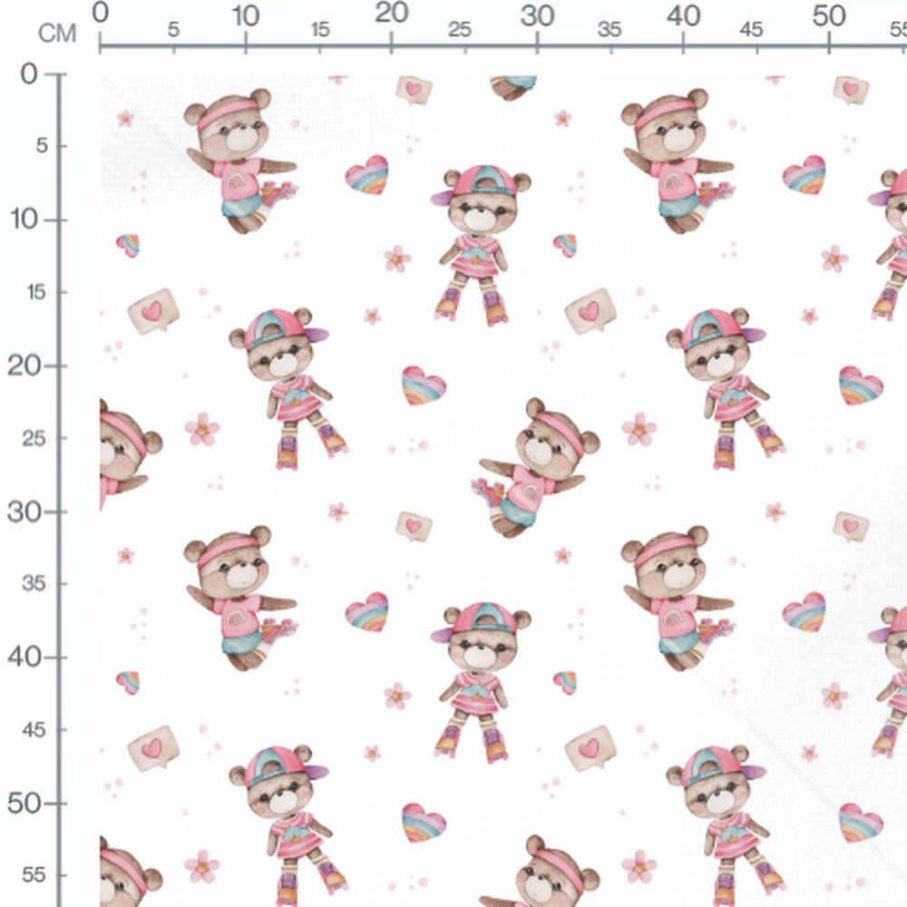 Tissu - Oursons colorés en roller