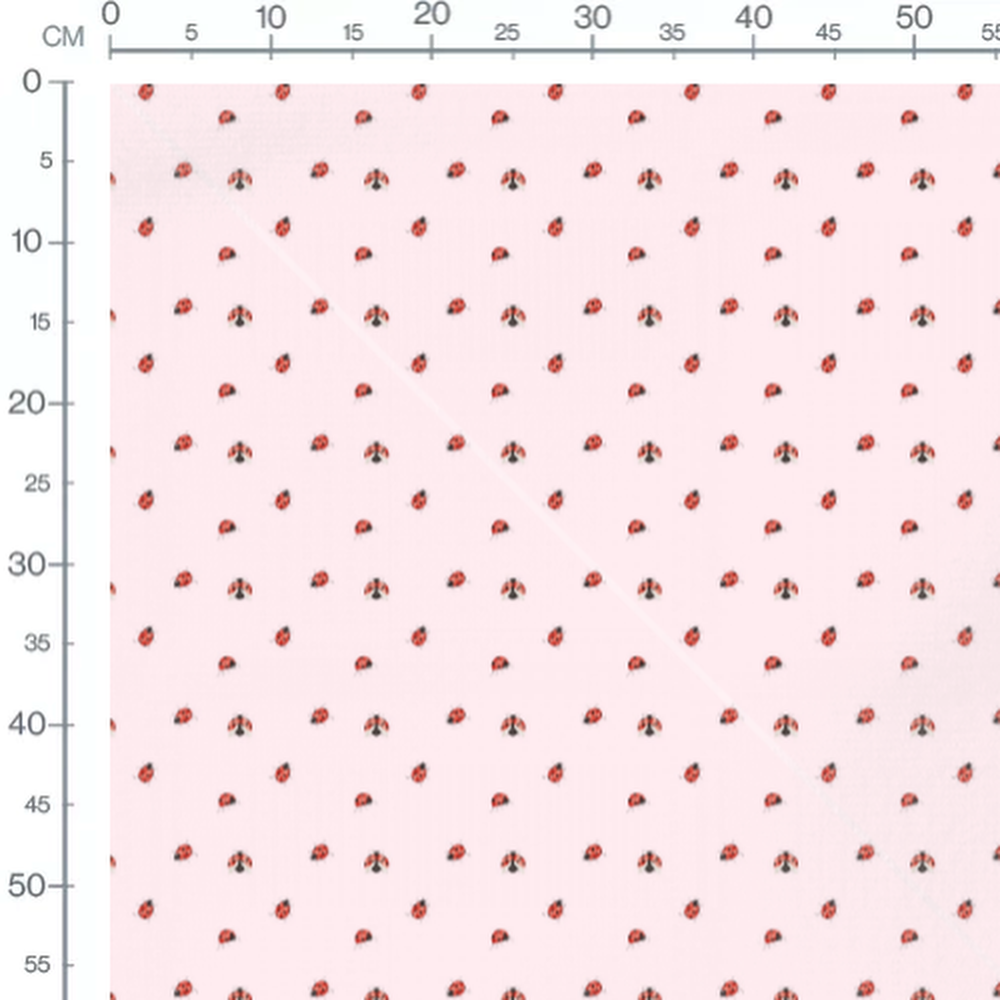 Tissu - Coccinelles sur fond rose