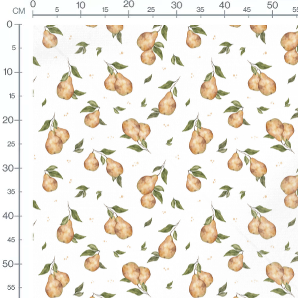 Tissu - Poires aquarelle et feuilles