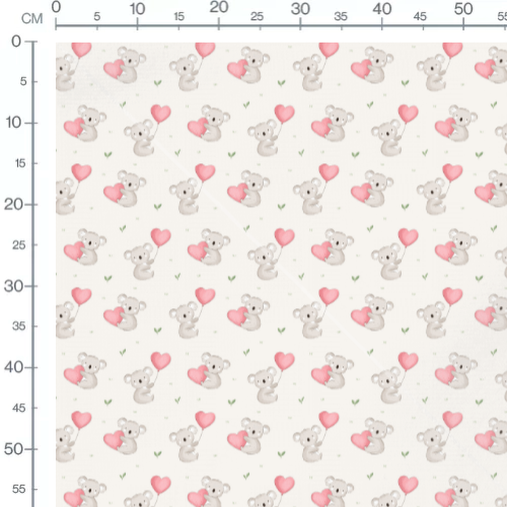 Tissu - Koalas et ballons roses