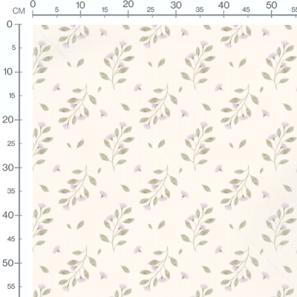Tissu - Fleurs roses et branches