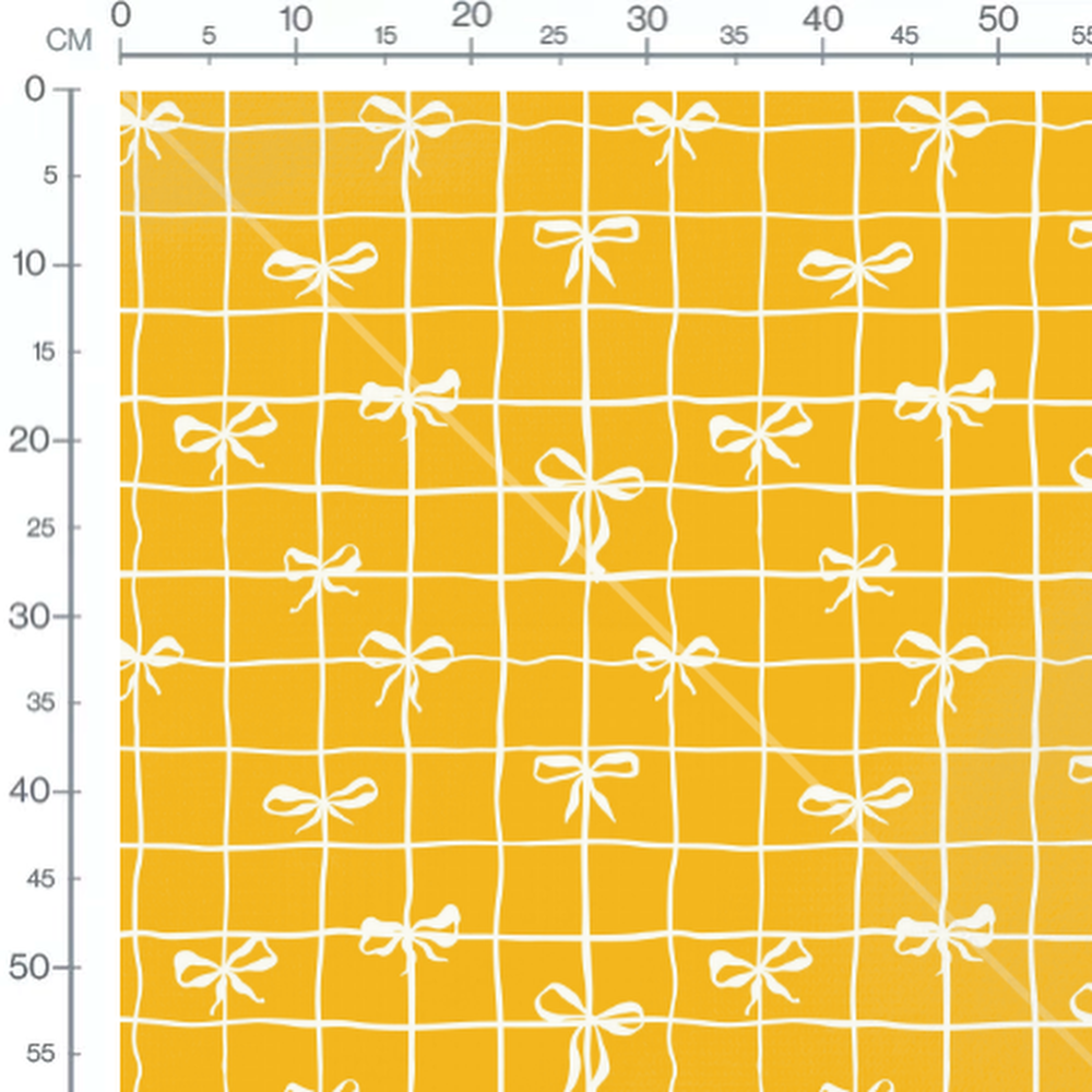 Tissu - Nœuds blancs sur fond jaune