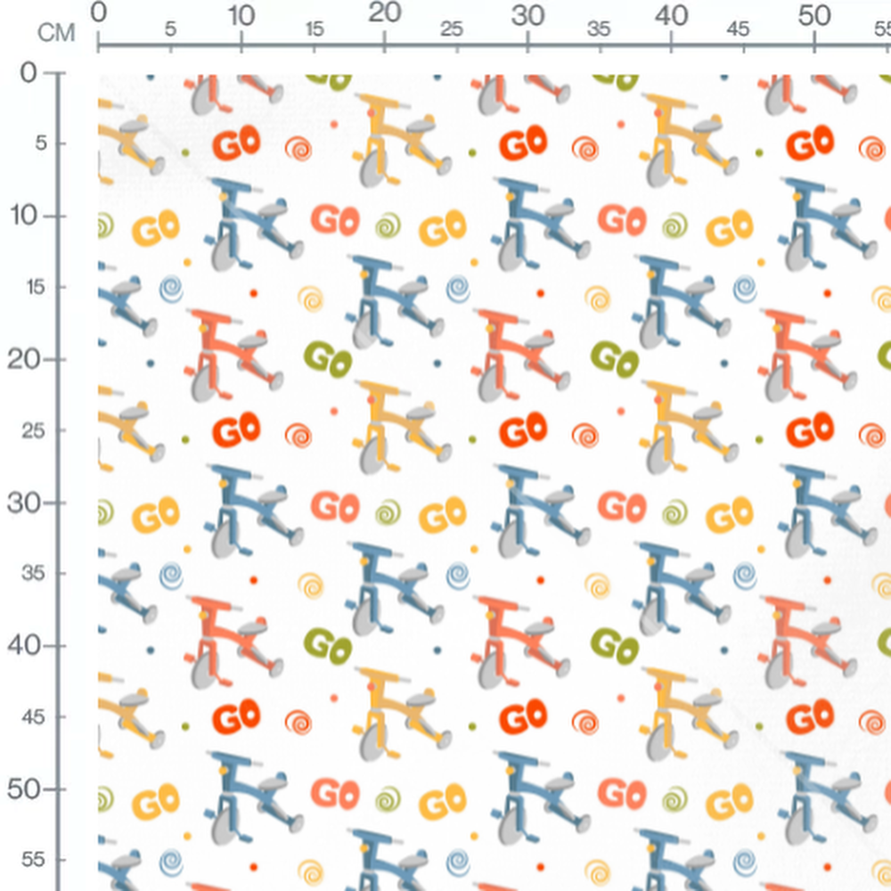 Tissu - Vélos et texte colorés