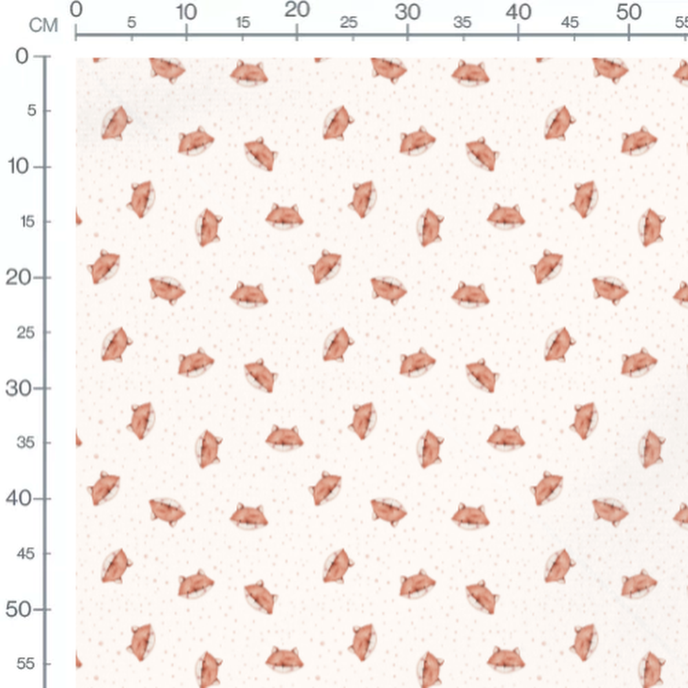 Tissu - Renards sur fond blanc à pois