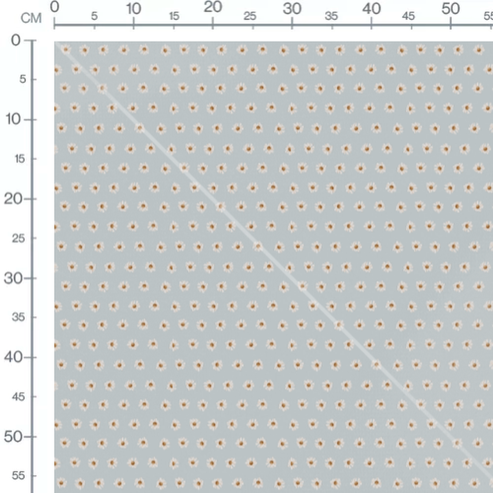 Tissu - Marguerites blanches et jaunes sur