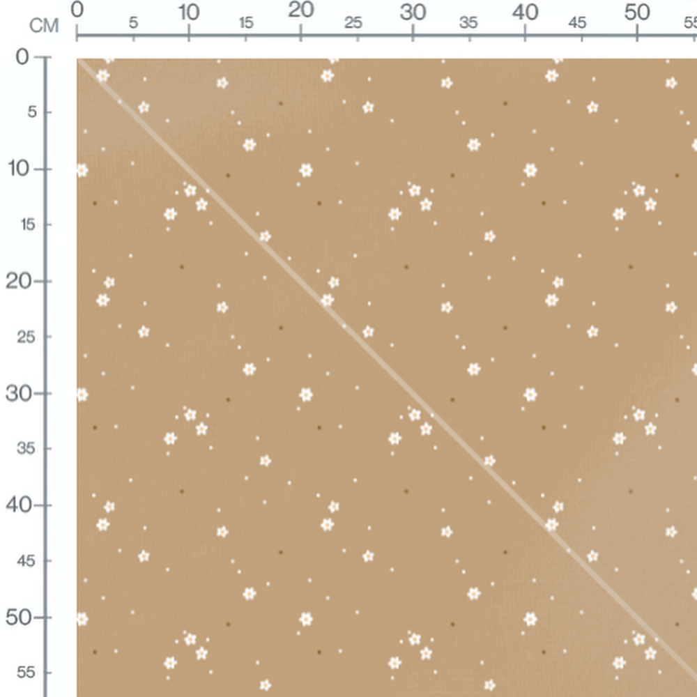 Tissu - Petites fleurs et points marron