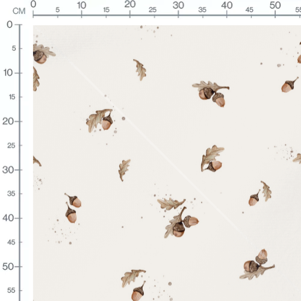 Tissu - Glands et feuilles beiges