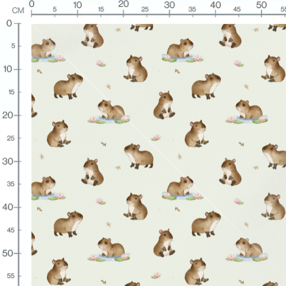 Tissu - Capybaras sur fond clair